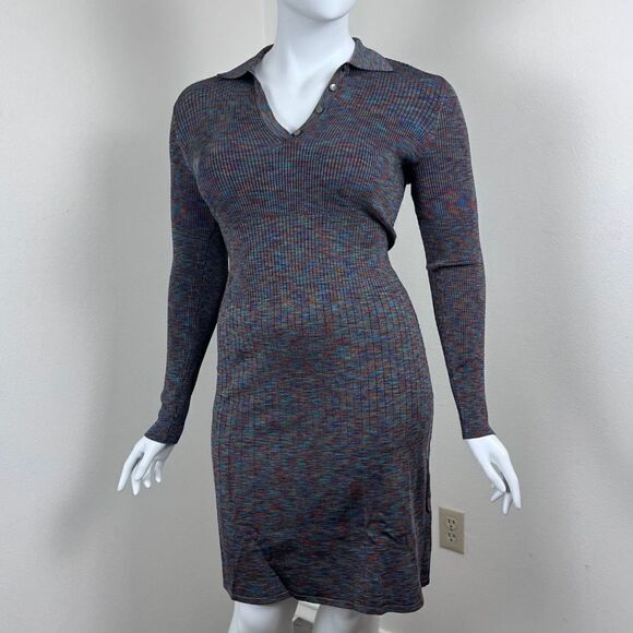 Theory Size L Arctic Polo Ribbed Pullover Henely Collared Sweater Mini NEW Dress - Picture 7 of 15